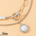  Sima Pearls Silver Statement Necklace Sets Collection
