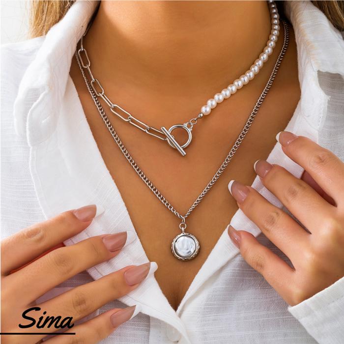 Sima Pearls Silver Statement Necklace Sets Collection