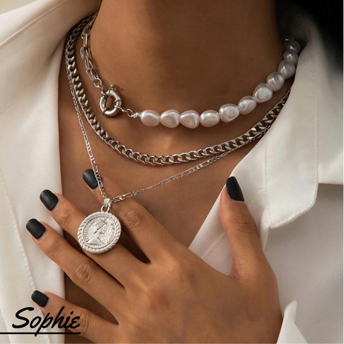 Sima Pearls Silver Statement Necklace Sets Collection