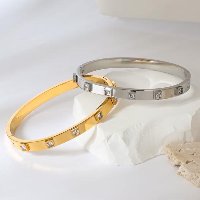 Sublime Square Bangle Bracelet - Stainless Steel
