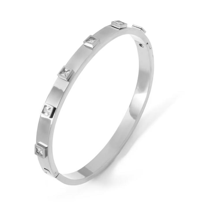 Sublime Square Bangle Bracelet - Stainless Steel