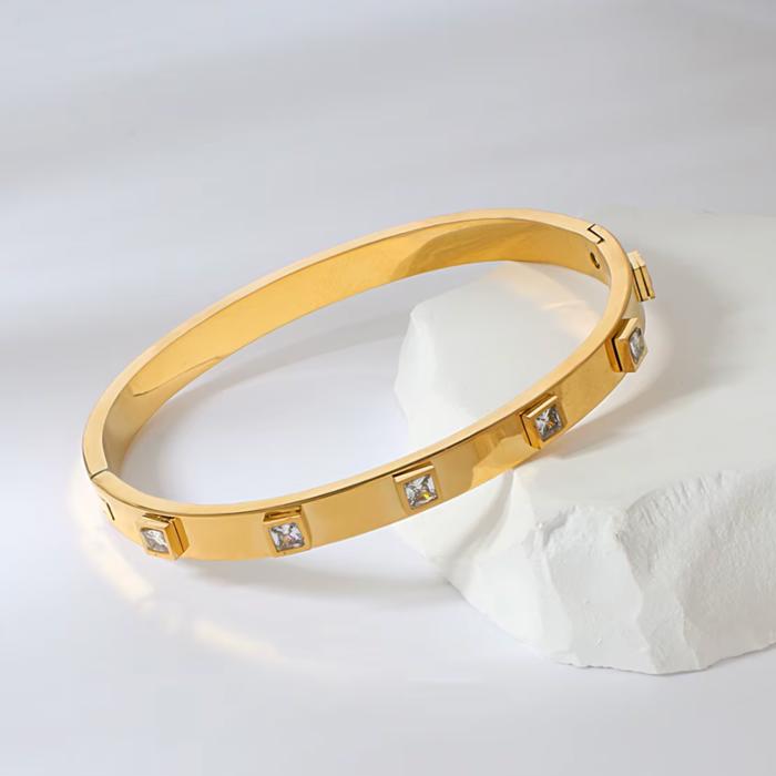 Sublime Square Bangle Bracelet - Stainless Steel