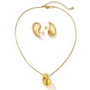 Earrings + Necklace Teardrop Necklace and Earrings - Stainless Steel