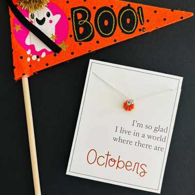 Stunning October Dainty Pumpkin Necklace Gift