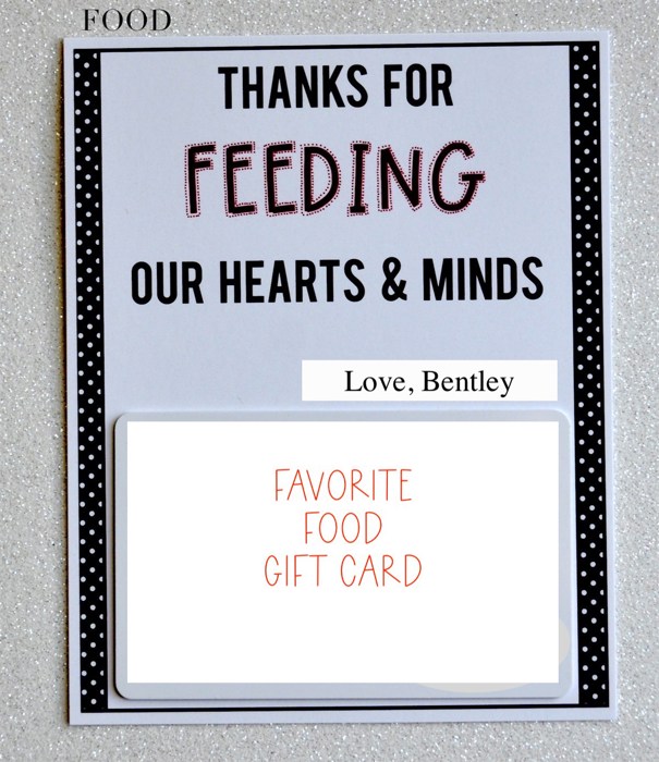 Teacher Appreciation (4) Pack Personalized Teacher Gift Card Holders 