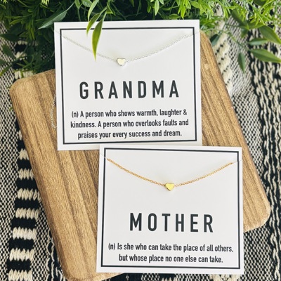 Stunning Mother's Day Mother/Grandma Heart Necklace & Card