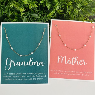 Mother's Day Adjustable Pearl Necklace & Card