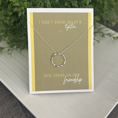 Best Friend Tight Jeans Funny Card and Dainty Necklace Gift
