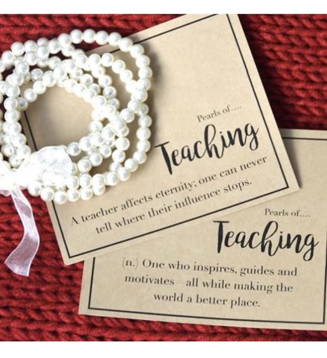 Teacher Appreciation 5 Strand Pearl Bracelet and Stationery Card