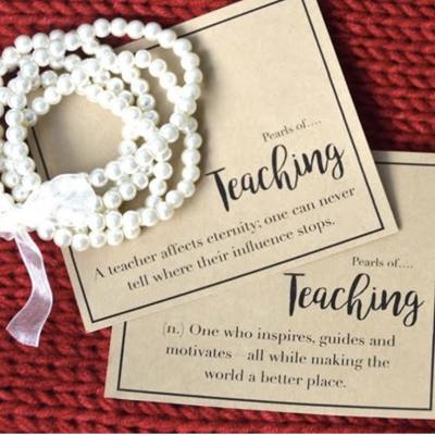 Teacher Appreciation 5 Strand Pearl Bracelet and Stationery Card