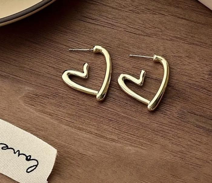 Heart Hoop Gold Earrings