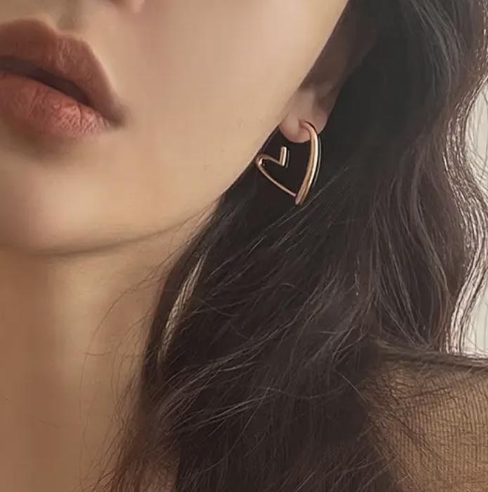 Heart Hoop Gold Earrings