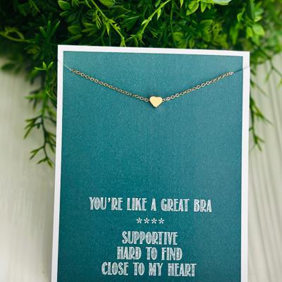 Hilarious Best Friend Heart Necklace & Stationery Card