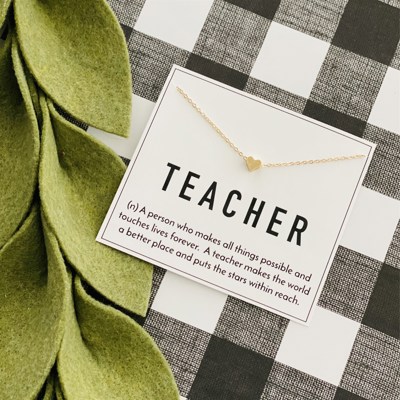 Teacher Appreciation Heart Necklace & Stationery Card Gift