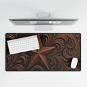 Desk Mat Large Black Tooled Leather-Look Western Star Desk Mat/Gaming Pad