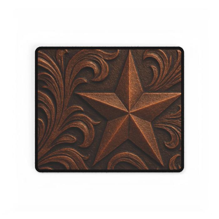 Tooled Leather-Look Western Star Desk Mat/Gaming Pad