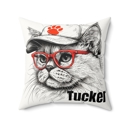 14"x14" Custom Pet in Cap & Glasses Cute  Faux Suede Throw Pillow, You Choose the Breed