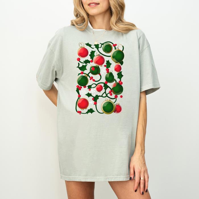 Abstract Christmas Ornamennts Comfort Colors T-shirt