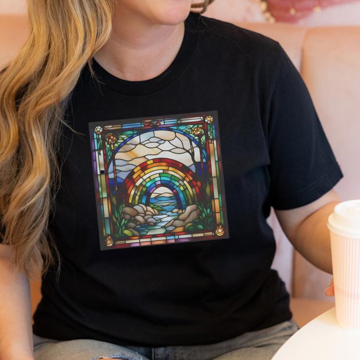 Rainbow Bridge Stained Glass Style Pet Memorial Shirt