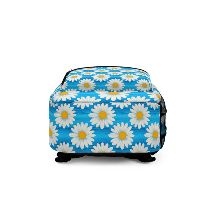 Turquoise Daisies Backpack, Floral Custom School Bookbag Gift for Kids Teens Adults