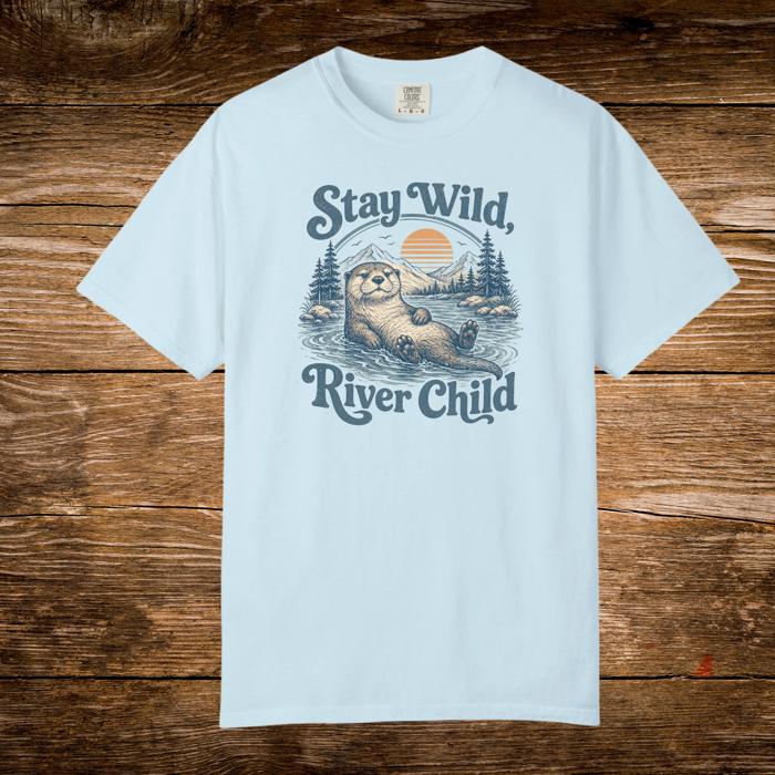 Stay Wild River Child Otter Shirt, Lake Life Comfort Colors Tee, Otter Lover Gift, 