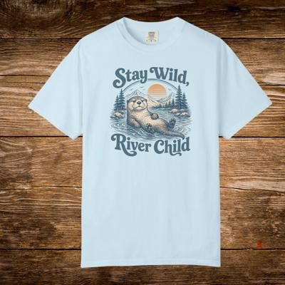 Stay Wild River Child Otter Shirt, Lake Life Comfort Colors Tee, Otter Lover Gift, 