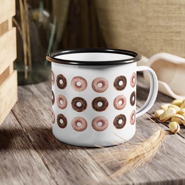 Donut Lovers Cute Enameled Camp Mug