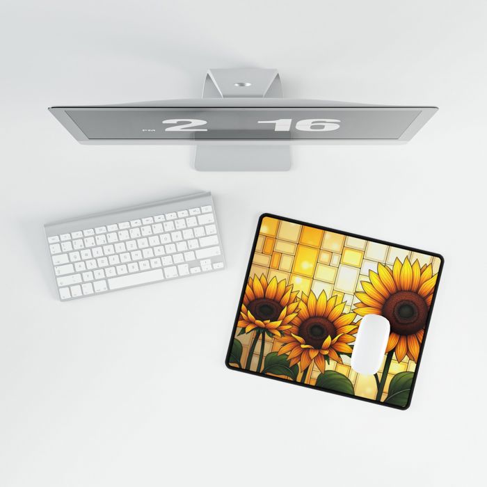 Sunflowers Stained Glass Style Large Desk Mat/Gaming Pad
