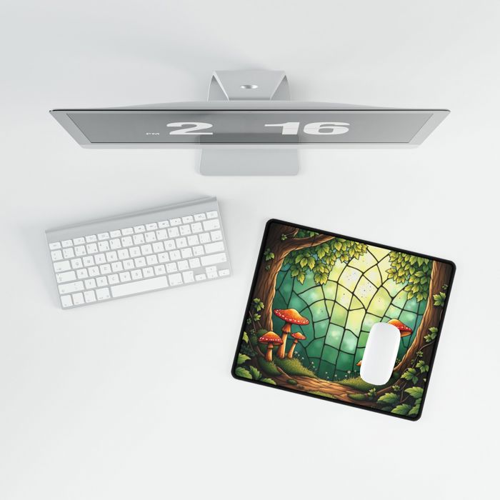 Mushrooms Stained Glass Style Desk Mat/Gaming Pad