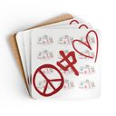  Peace Mahjong Love Hardboard Coasters with Cork Bottom (Set of 4), Tile Game Players Gift
