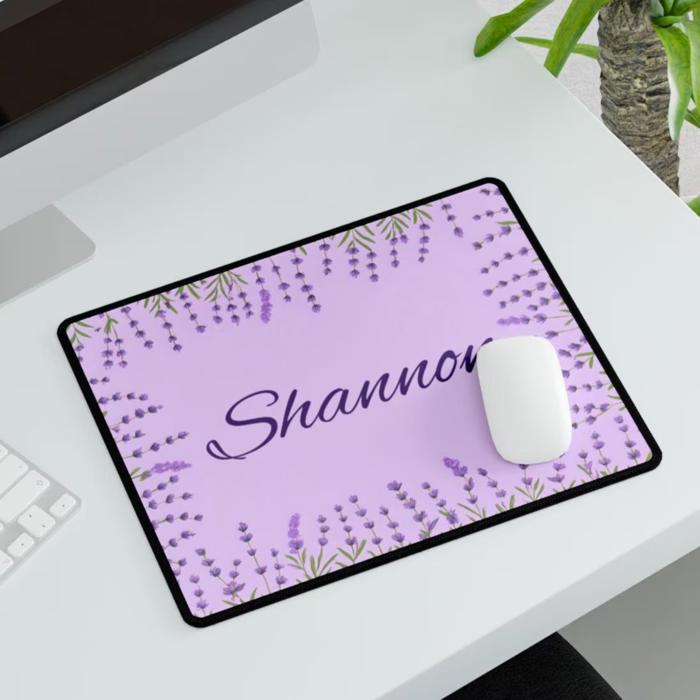 Lavender Wildflowers Desk Mat, Gardeners Work From Home Office Gift, Remote Worker or Gamer Floral Table Pad