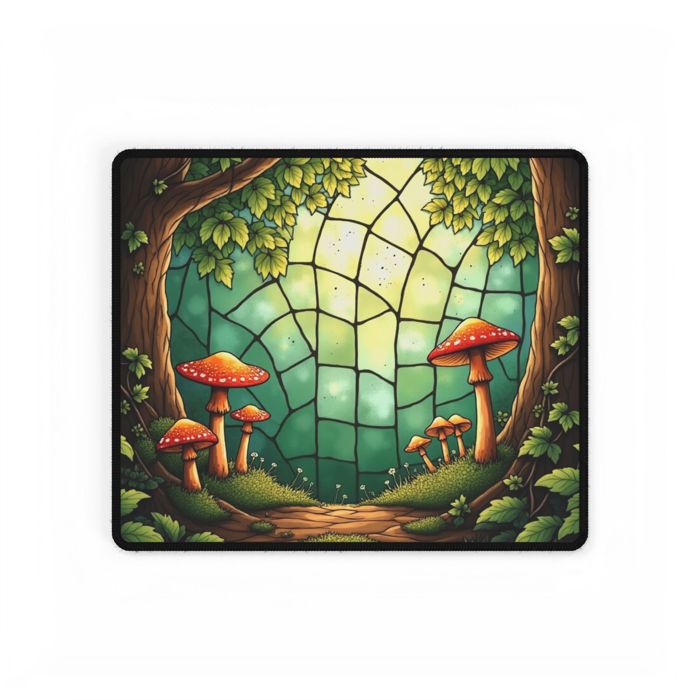 Mushrooms Stained Glass Style Desk Mat/Gaming Pad