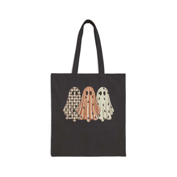 Patterned Ghosts Tote Bag, Spooky Cute Carry Bag, Gift for Games Player Teacher or Student