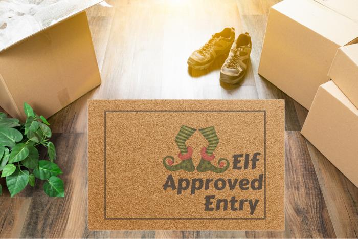Elf Shoes Funny Doormat, Holiday Gift for Couples , Dorm or Apartment Decor