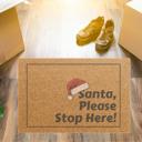  Santa Please Stop Here Doormat, Outdoor Welcome Mat Xmas Design