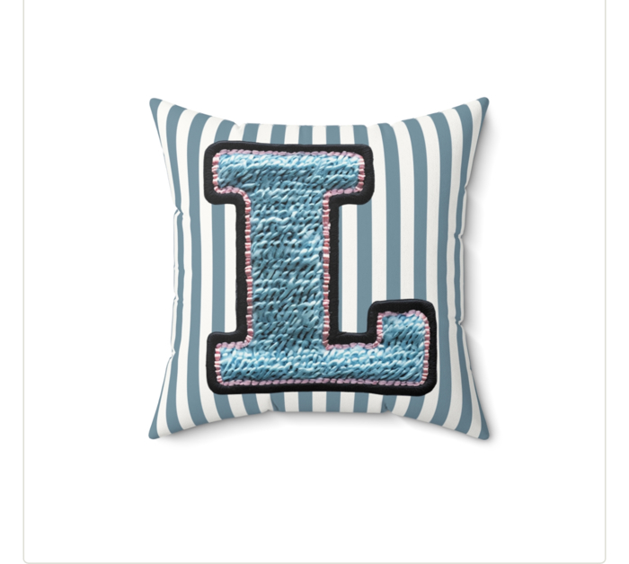 Custom Initial Letter Faux Knit Pillow, Cute Monogram Dorm Room Decor