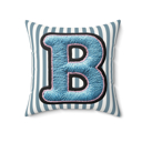 14"x14" Custom Initial Letter Faux Knit Pillow, Cute Monogram Dorm Room Decor