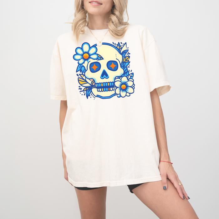 Girly Skull  Cute Halloween Comfort Colors Shirt,
