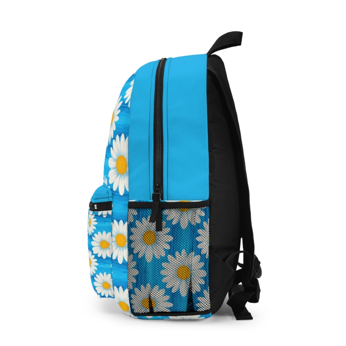 Turquoise Daisies Backpack, Floral Custom School Bookbag Gift for Kids Teens Adults