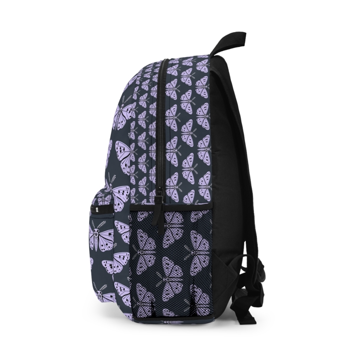 Lavender Moths Backpack, Artistic Boho School Bag