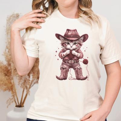 Knittin Kitten Funny Western Style Soft Tshirt