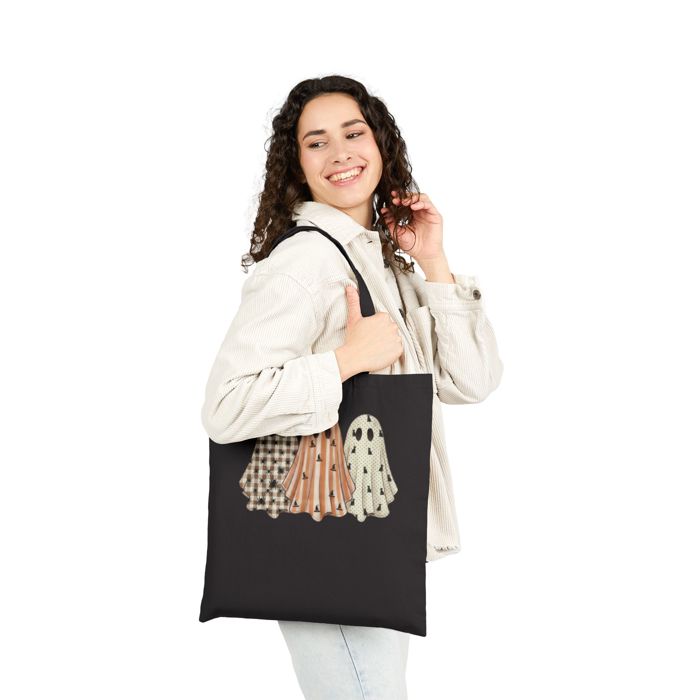 Patterned Ghosts Tote Bag, Spooky Cute Carry Bag, Gift for Games Player Teacher or Student