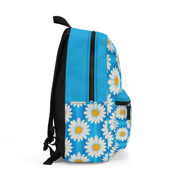 Turquoise Daisies Backpack, Floral Custom School Bookbag Gift for Kids Teens Adults