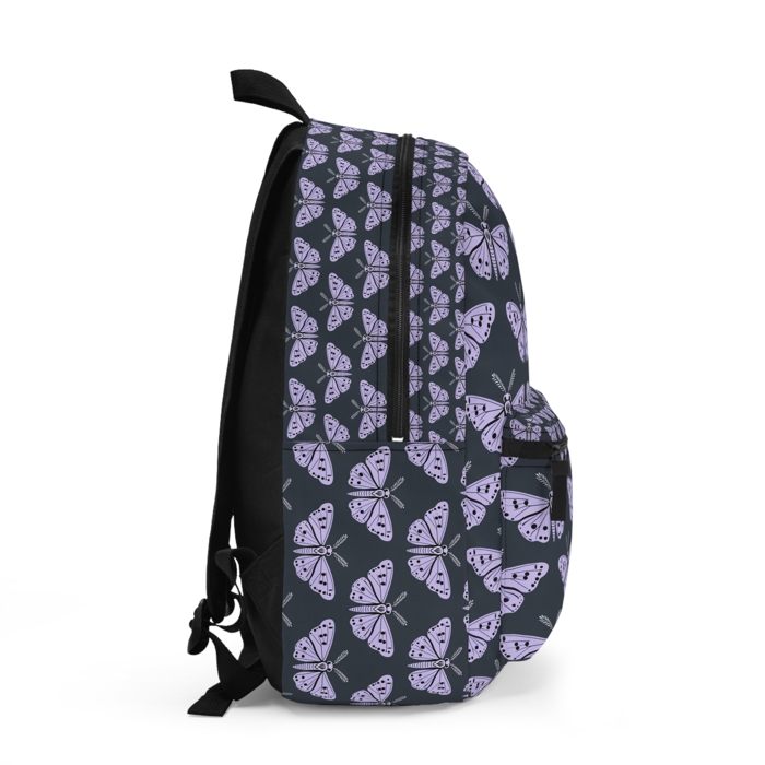 Lavender Moths Backpack, Artistic Boho School Bag