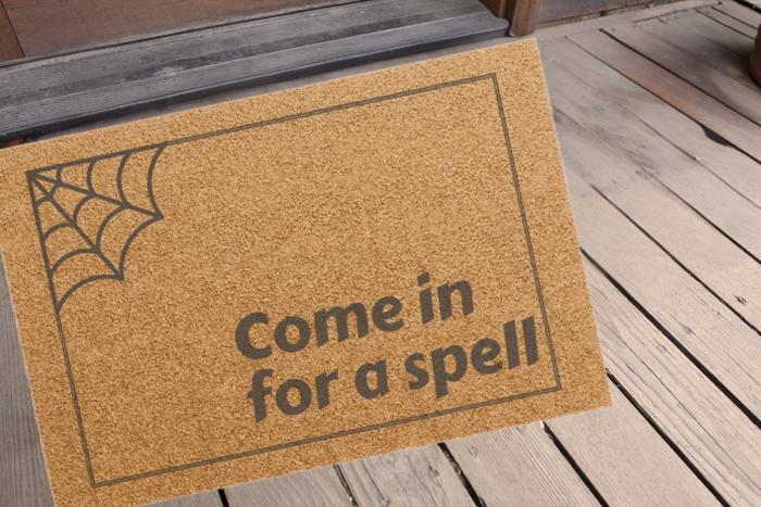 Halloween Themed Doormat, Outdoor Welcome Mat Come in for a Spell Design