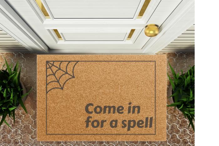 Halloween Themed Doormat, Outdoor Welcome Mat Come in for a Spell Design
