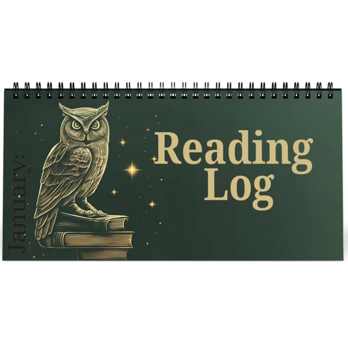 Personalized Owl Design Desktop Reading Log, Monthly Fill-In Books Tracker