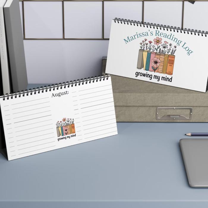 Personalized Desktop Floral Reading Log, Monthly Fill-In Books Tracker
