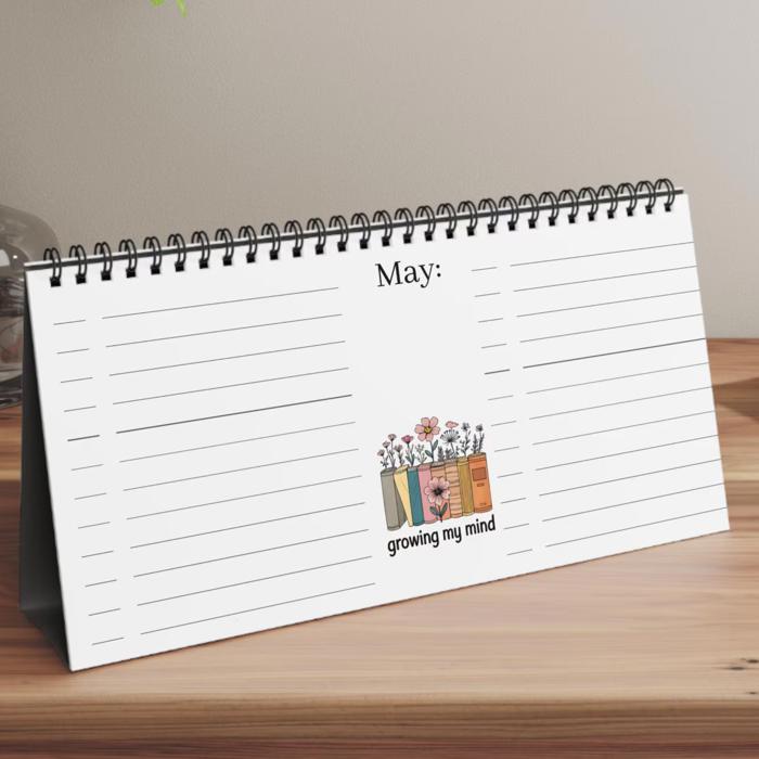 Personalized Desktop Floral Reading Log, Monthly Fill-In Books Tracker