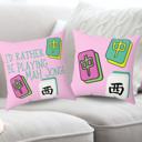  Rather Be Playing Mahjong Faux Suede Double Sided Throw Pillow, Mahj Tile Game Lovers Home Decor Gift